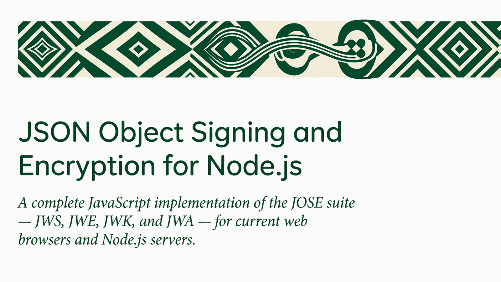 JSON Object Signing and Encryption for Node.js