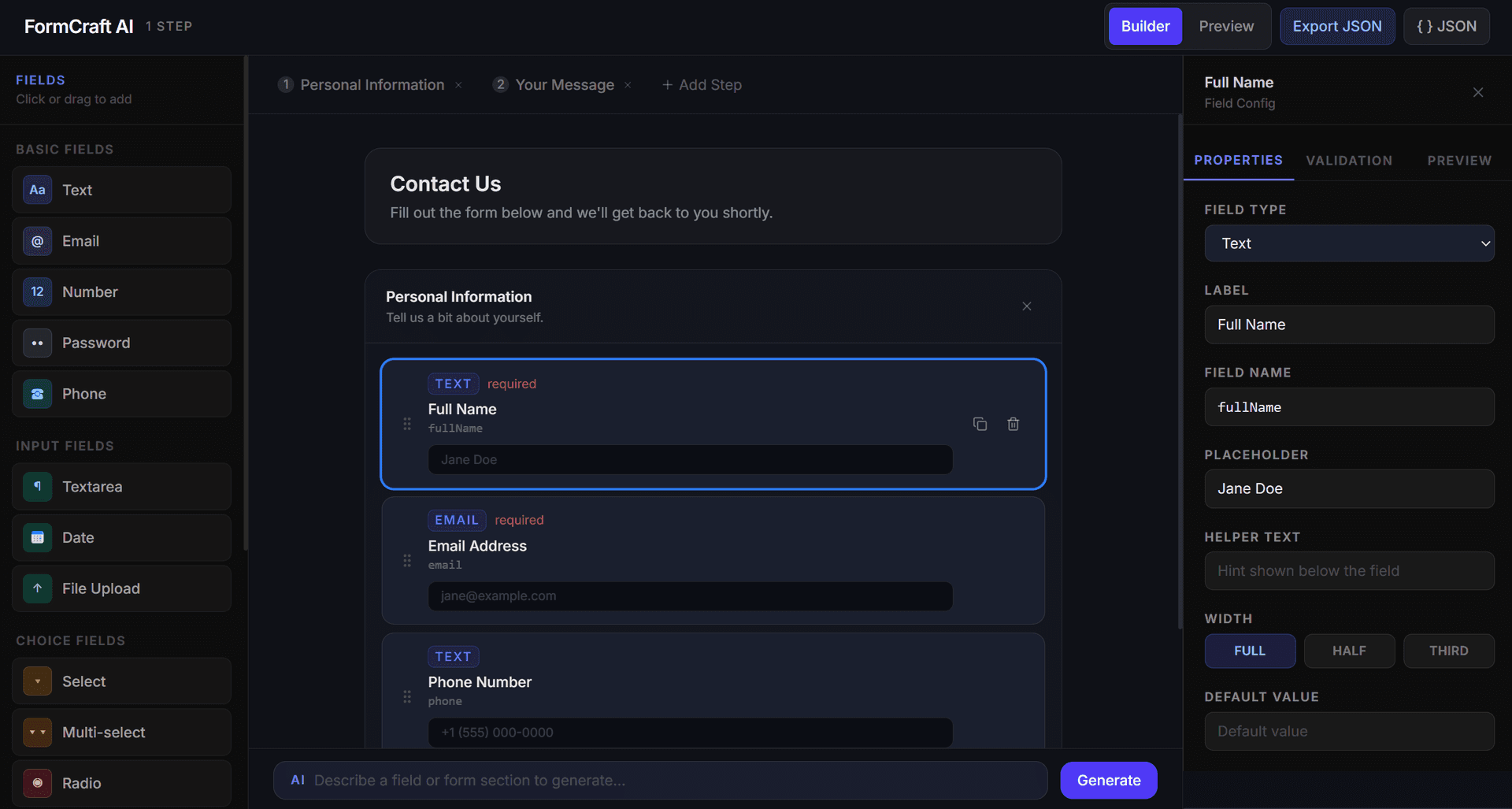 Form Builder UI (Drag & Config Based) preview 1