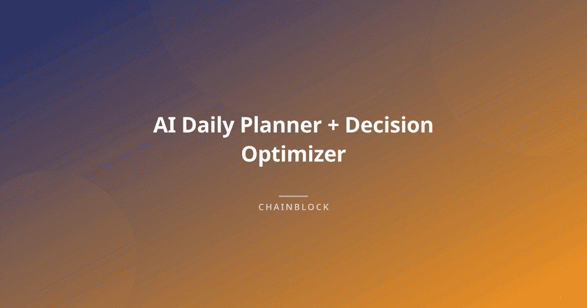 AI Daily Planner + Decision Optimizer