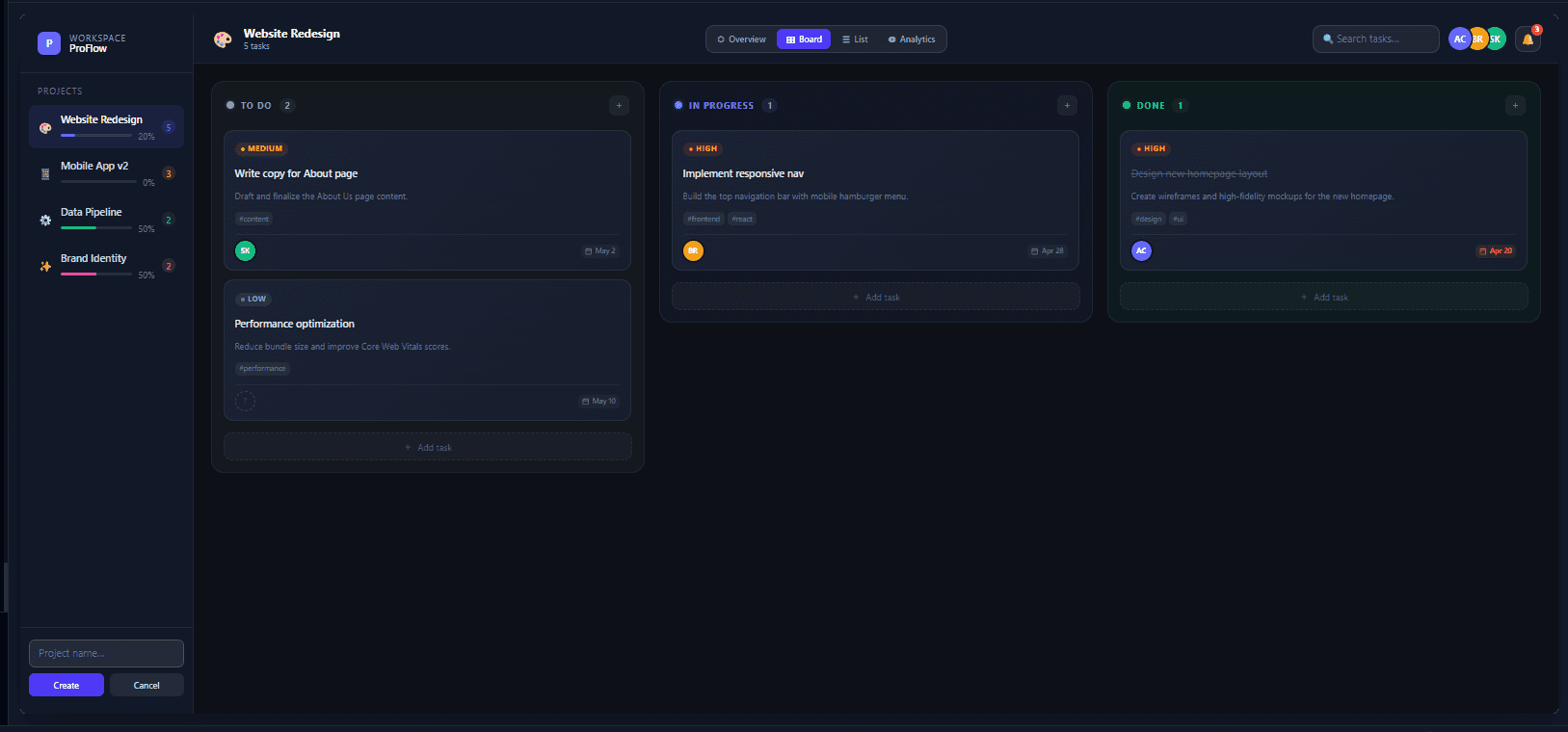 Project management tool preview 1