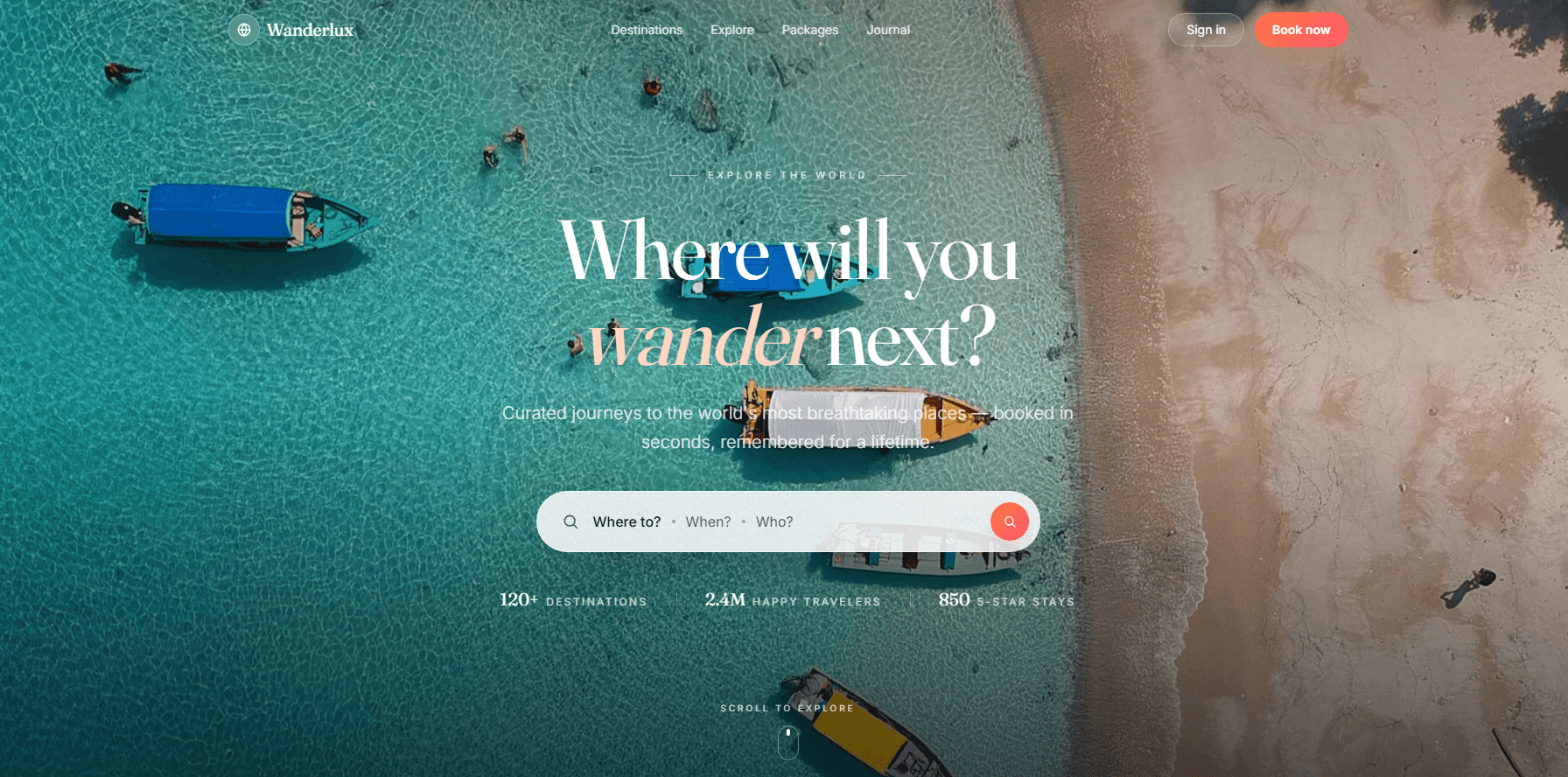 Aesthetic Travel Homepage Design Template