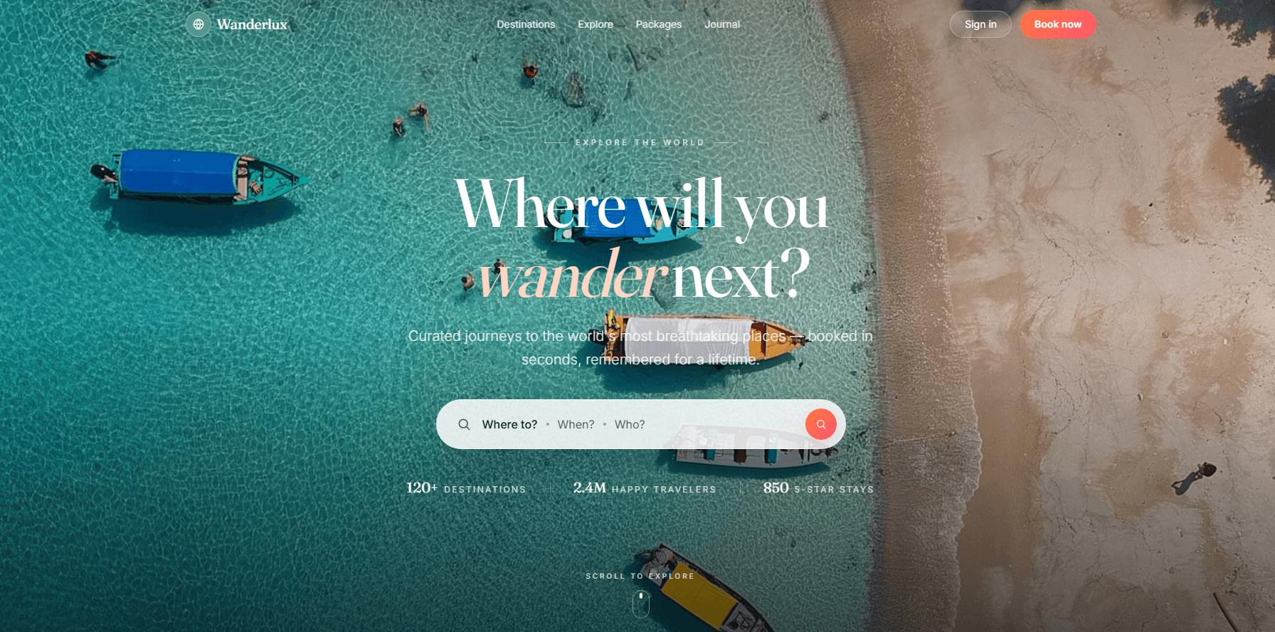 Aesthetic Travel Homepage Design Template preview 1