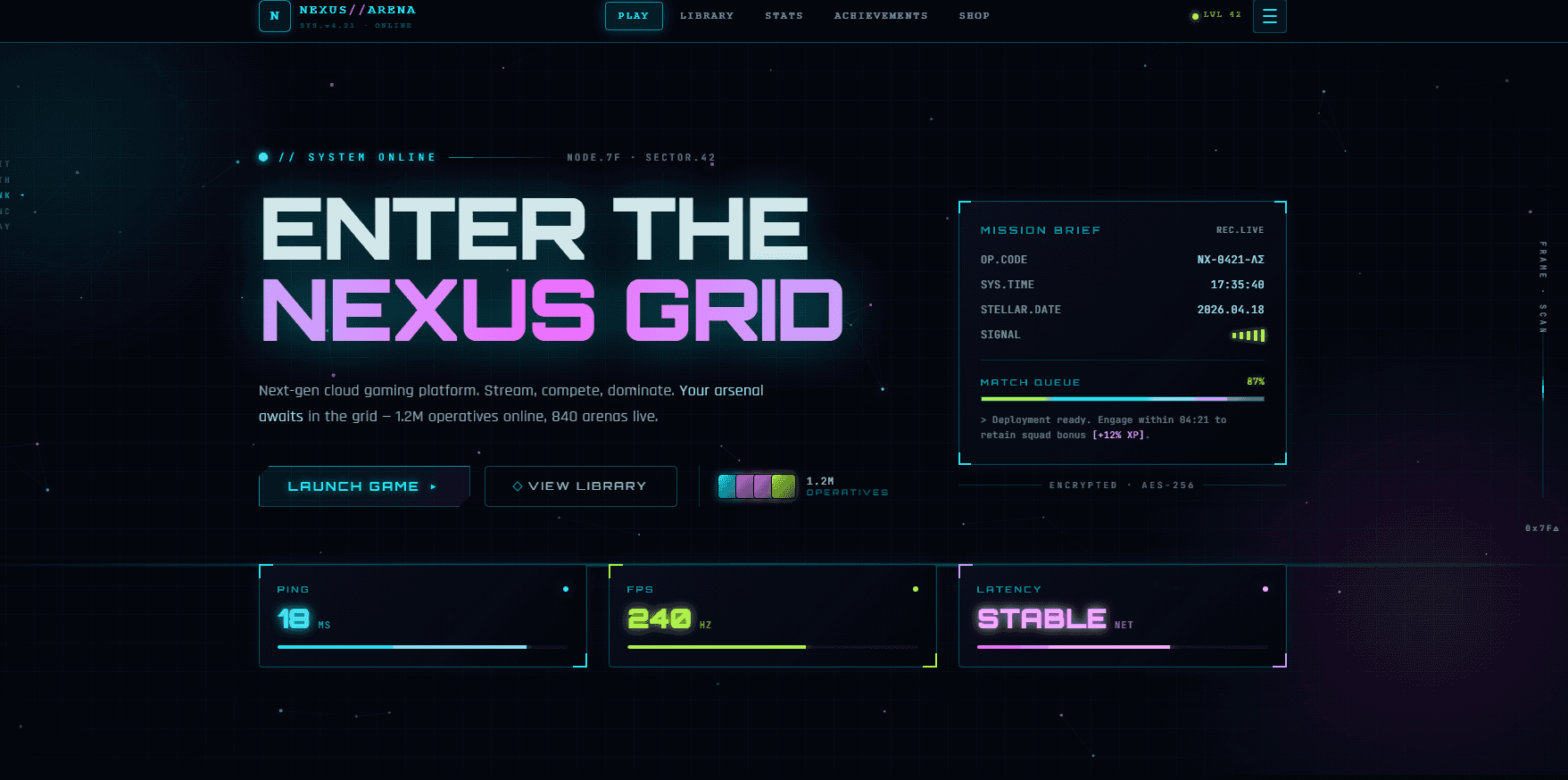 Webgame Homepage Design Template