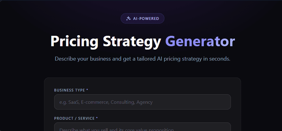 AI Pricing Strategy Generator