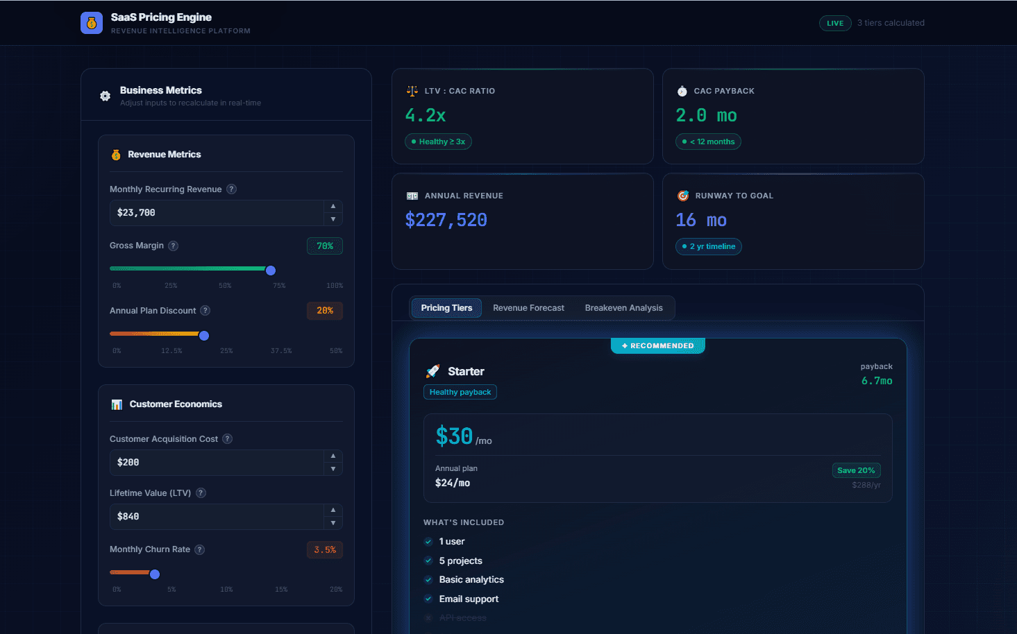 SaaS pricing calculator preview 1